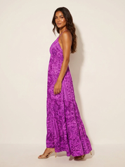Bohemian maxi jurk met V-hals - Luna