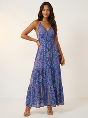 Bohemian maxi jurk met V-hals - Luna