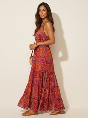 Bohemian maxi jurk met V-hals - Luna