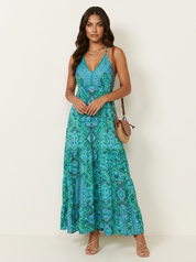 Bohemian maxi jurk met V-hals - Luna