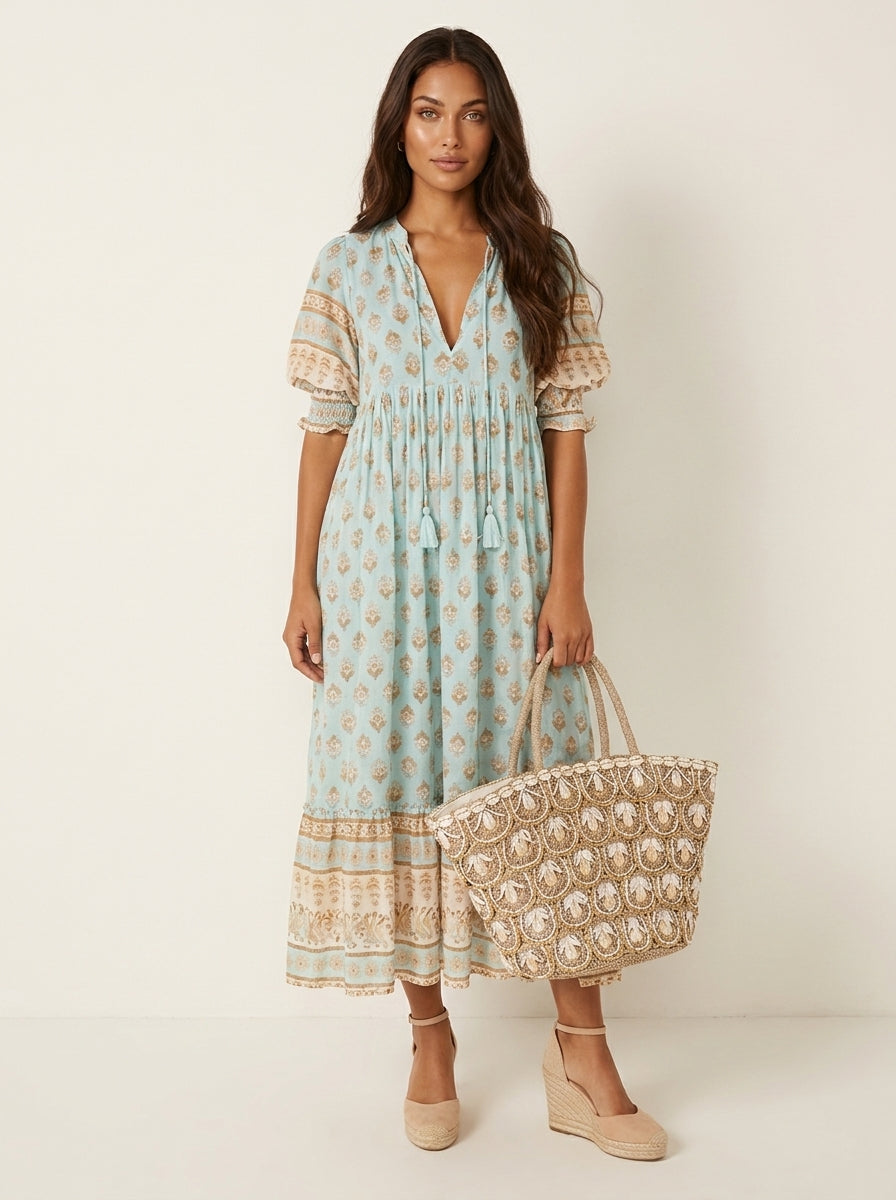 Bohemian maxi jurk met kwastdetail - Luna