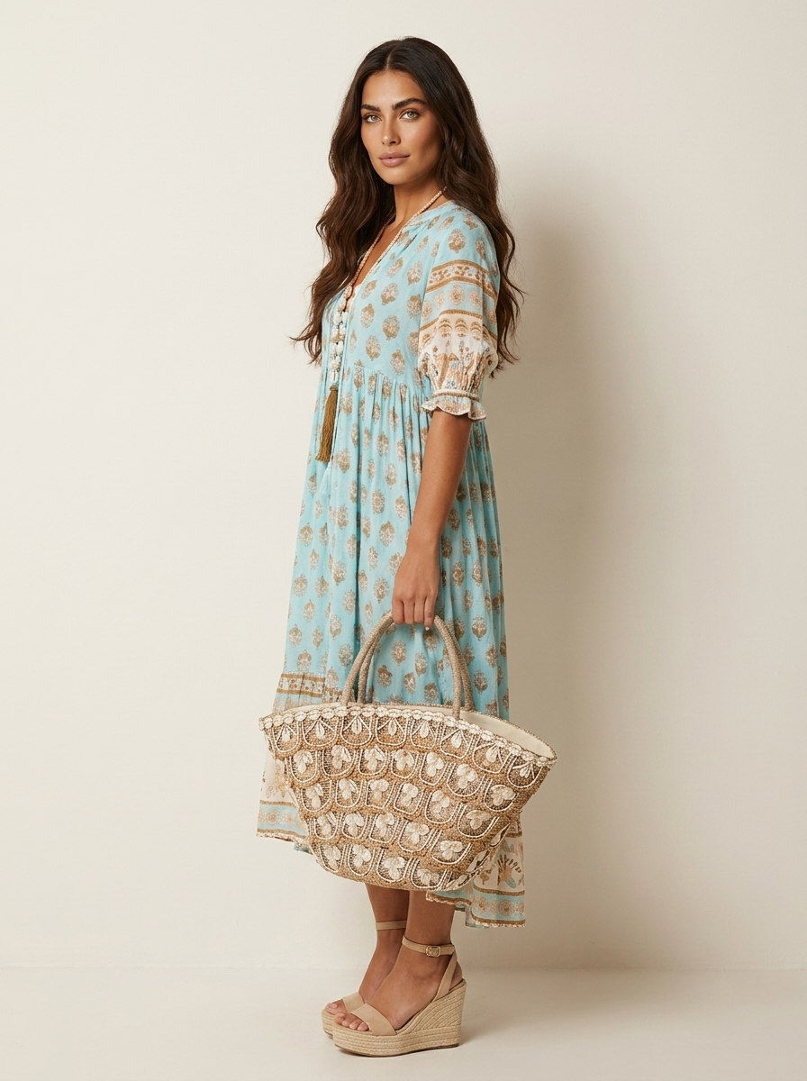 Bohemian maxi jurk met kwastdetail - Luna