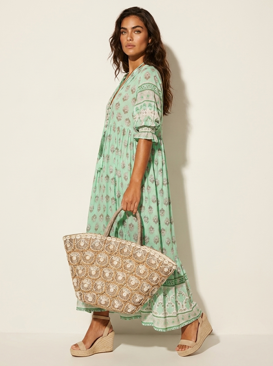 Bohemian maxi jurk met kwastdetail - Luna