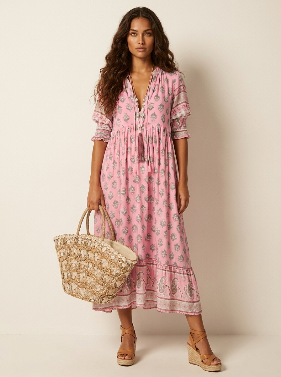 Bohemian maxi jurk met kwastdetail - Luna