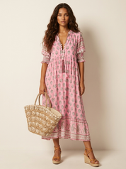 Bohemian maxi jurk met kwastdetail - Luna