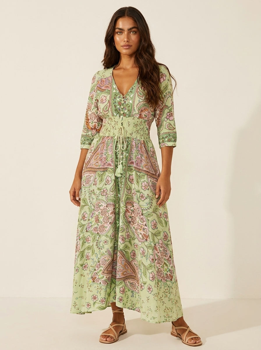 Bohemian maxi jurk met paisley print - Luna
