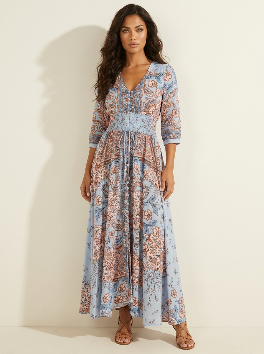 Bohemian maxi jurk met paisley print - Luna