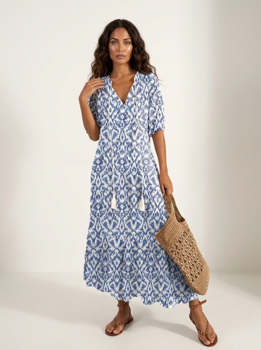 Bohemian maxi jurk met print en kwastjes - Isla