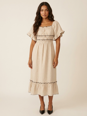 Bohemian midi jurk met volantmouwen - Fleur