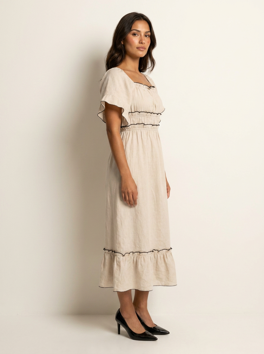Bohemian midi jurk met volantmouwen - Fleur