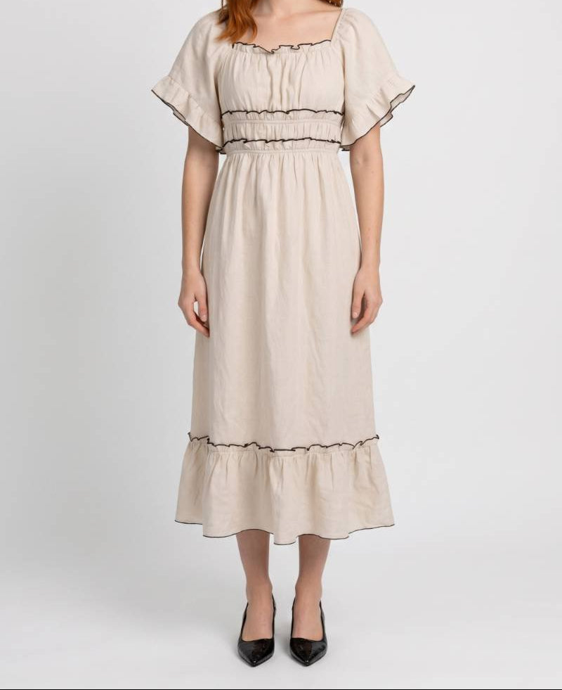 Bohemian midi jurk met volantmouwen - Fleur
