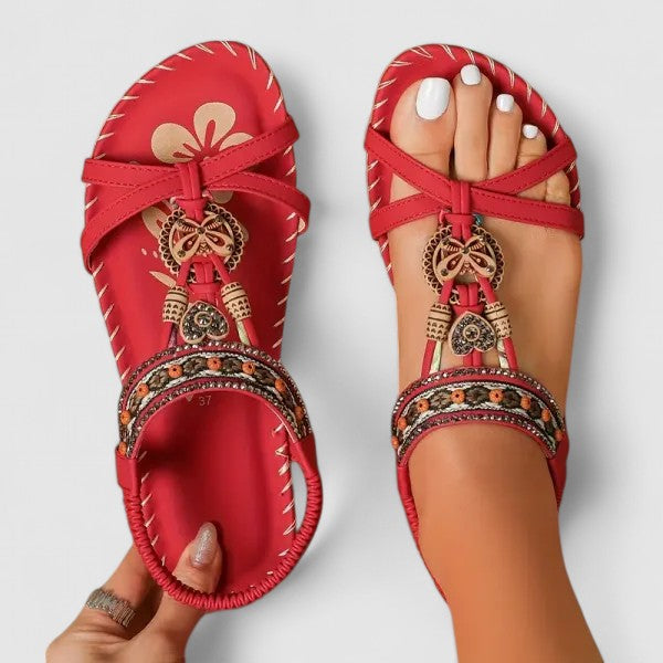Bohemian sandals with decorative details - Katrijn