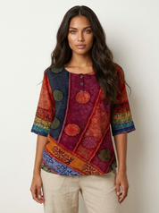 Bohemian top met artistieke print - Zara