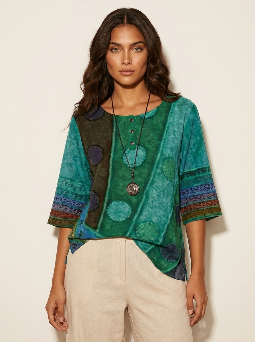 Bohemian top met artistieke print - Zara
