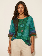 Bohemian top met artistieke print - Zara