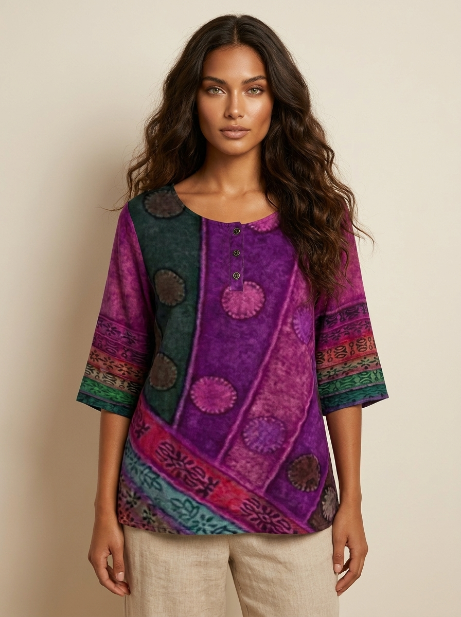 Bohemian top met artistieke print - Zara