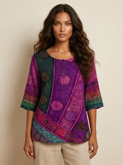 Bohemian top met artistieke print - Zara