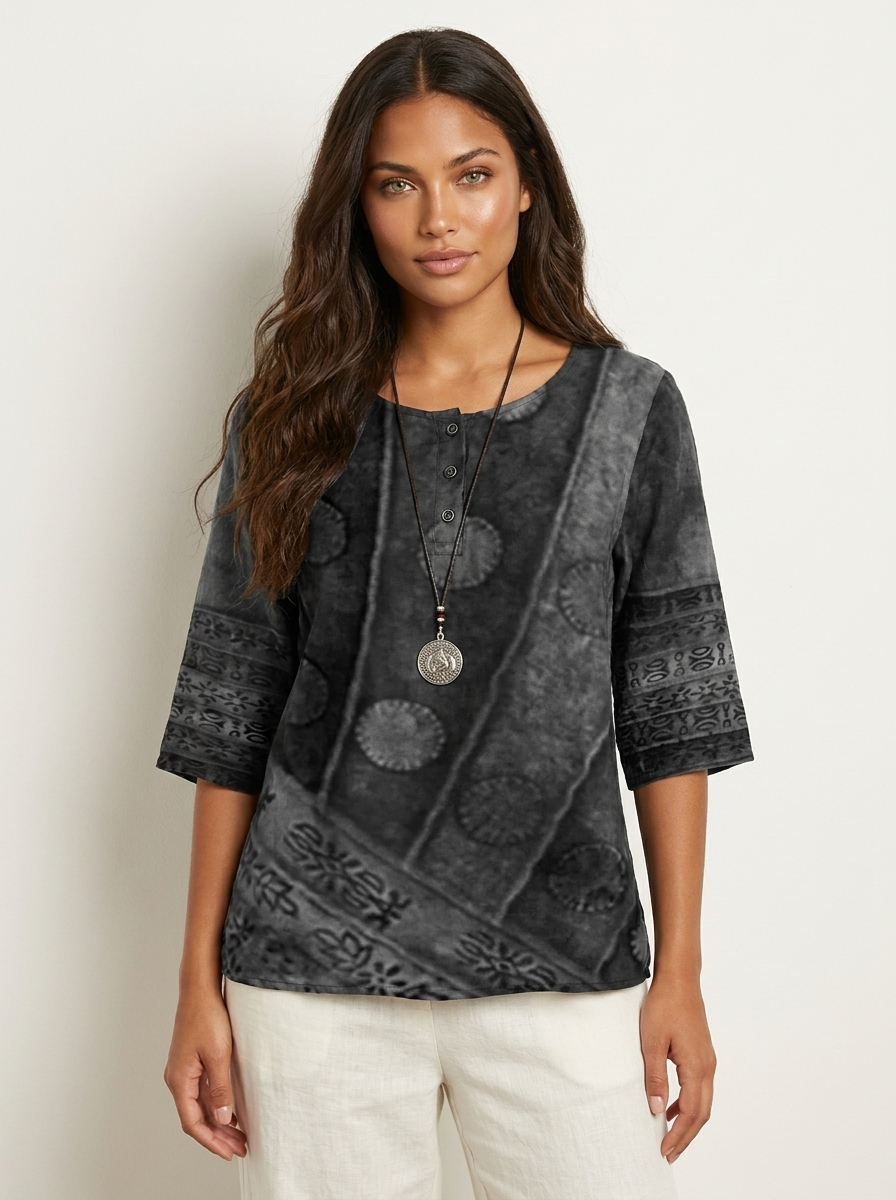 Bohemian top met artistieke print - Zara