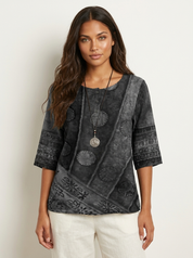 Bohemian top met artistieke print - Zara