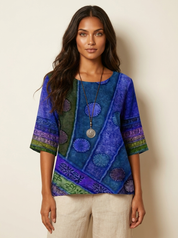 Bohemian top met artistieke print - Zara