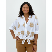 Bohemian dames blouse met goudborduursel – Yara
