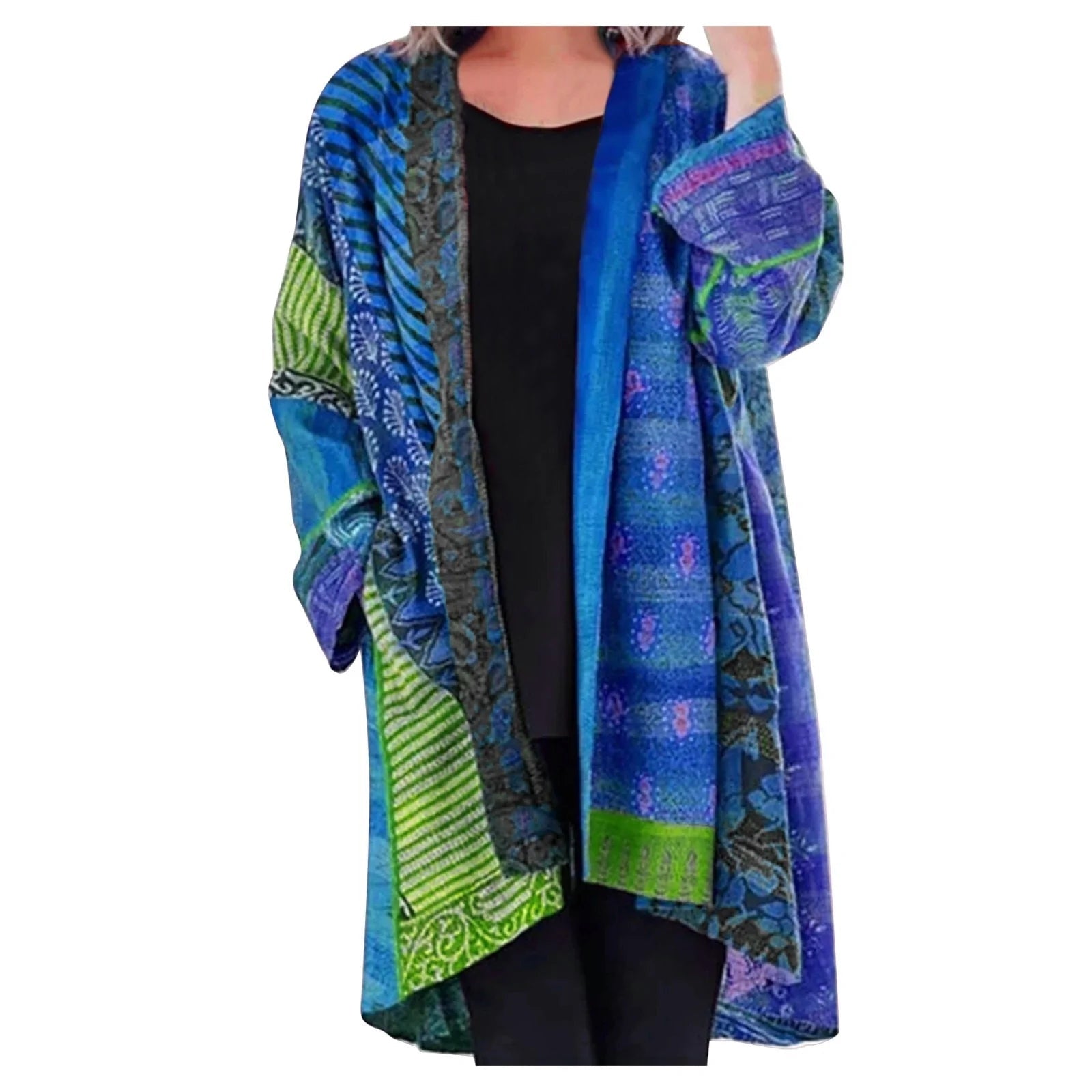 Bohemian oversized dames vest met artistieke print – Yolanda