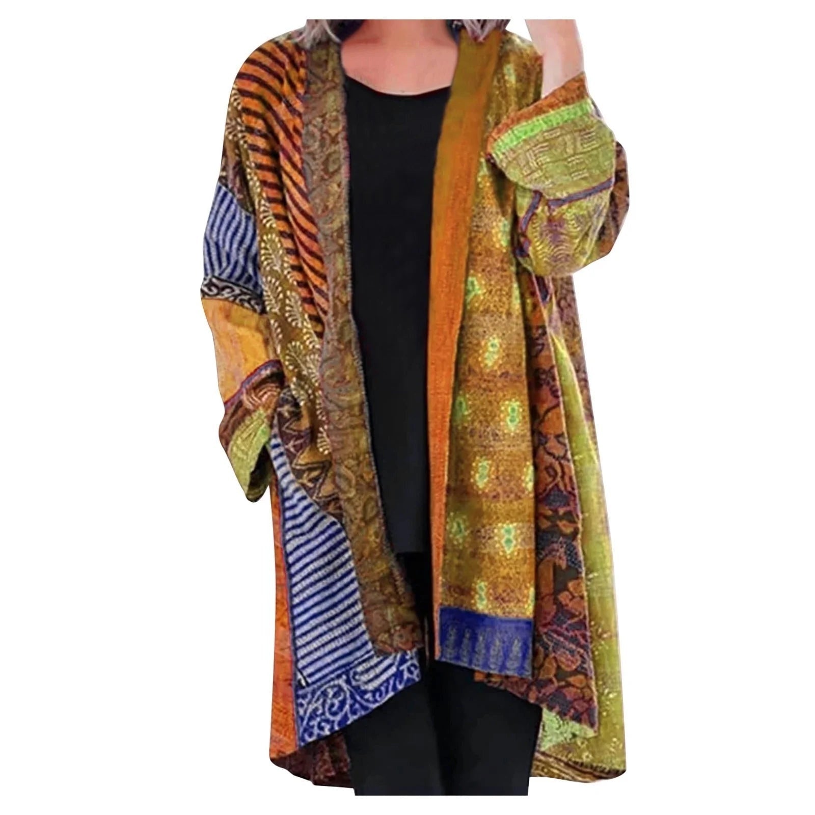 Bohemian oversized dames vest met artistieke print – Yolanda