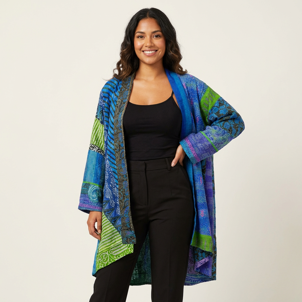 Bohemian oversized dames vest met artistieke print – Yolanda
