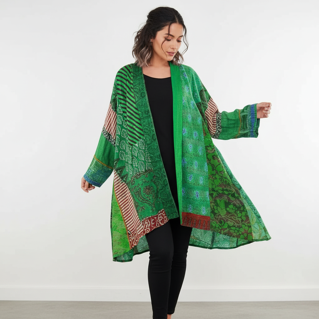 Bohemian oversized dames vest met artistieke print – Yolanda