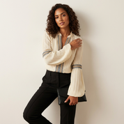 Bohemian plissé dames blouse met borduursel – Elvira