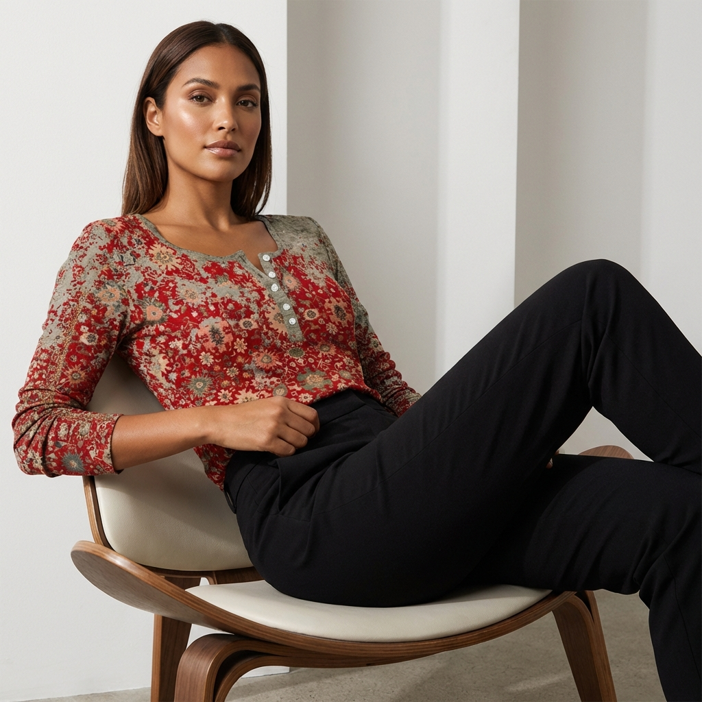 Bohemian print top dames – Eva