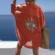 Boho blouse met pailletten oogdetail - Sara