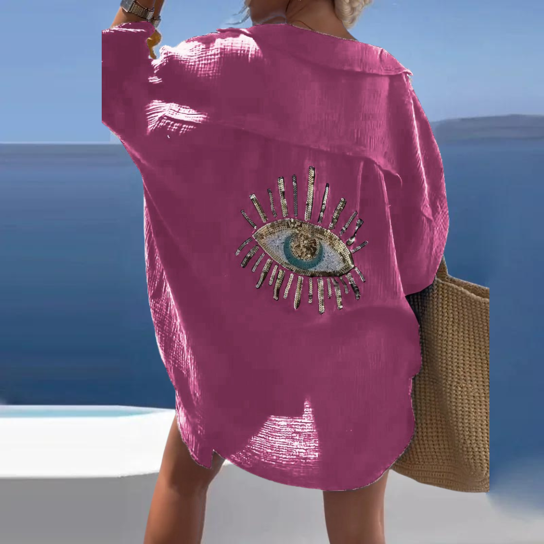 Boho blouse met pailletten oogdetail - Sara