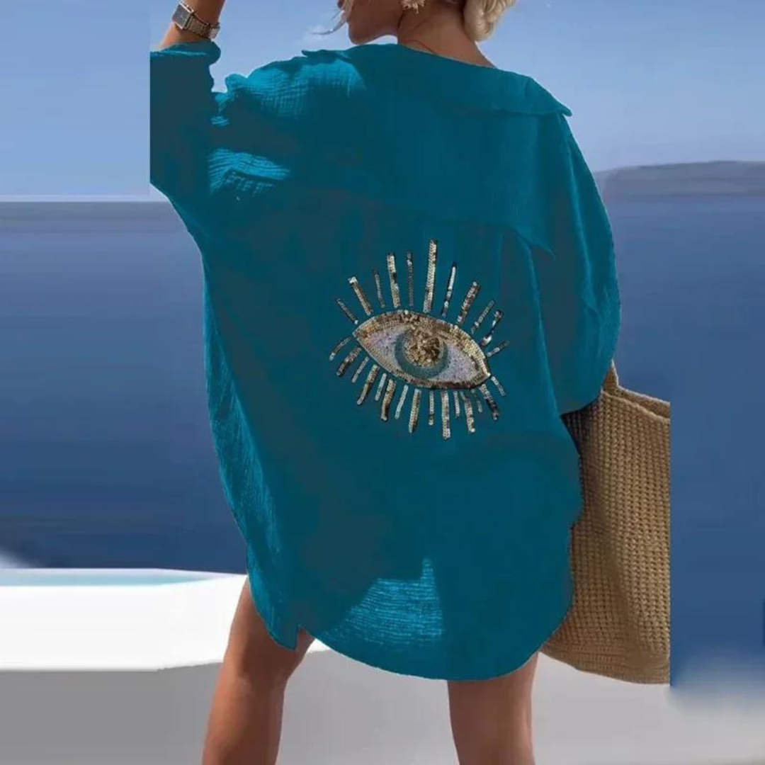 Boho blouse met pailletten oogdetail - Sara