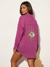 Boho blouse met pailletten oogdetail - Sara