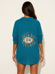 Boho blouse met pailletten oogdetail - Sara