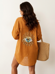 Boho blouse met pailletten oogdetail - Sara