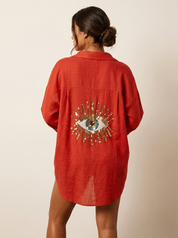 Boho blouse met pailletten oogdetail - Sara