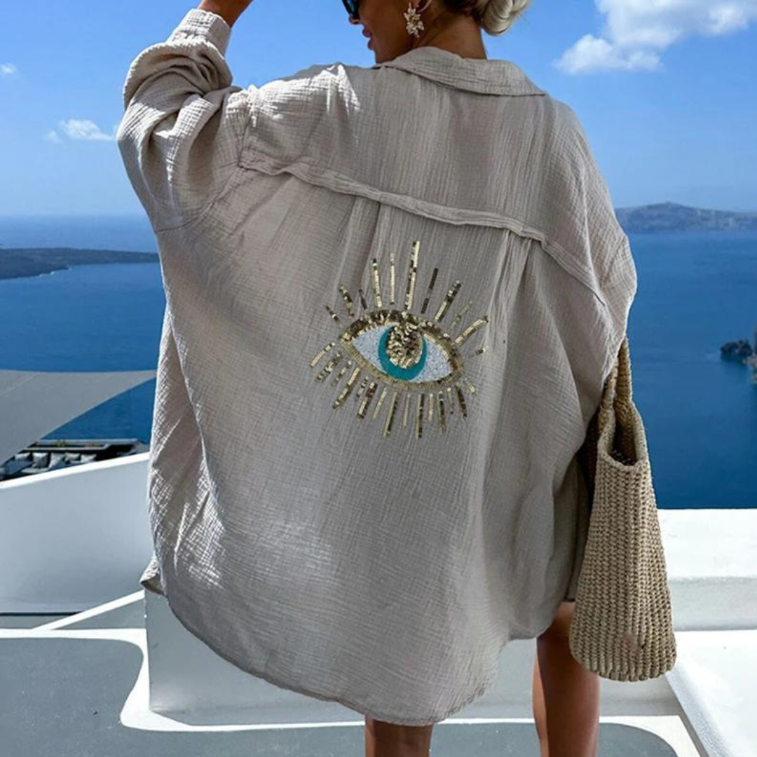Boho blouse met pailletten oogdetail - Sara