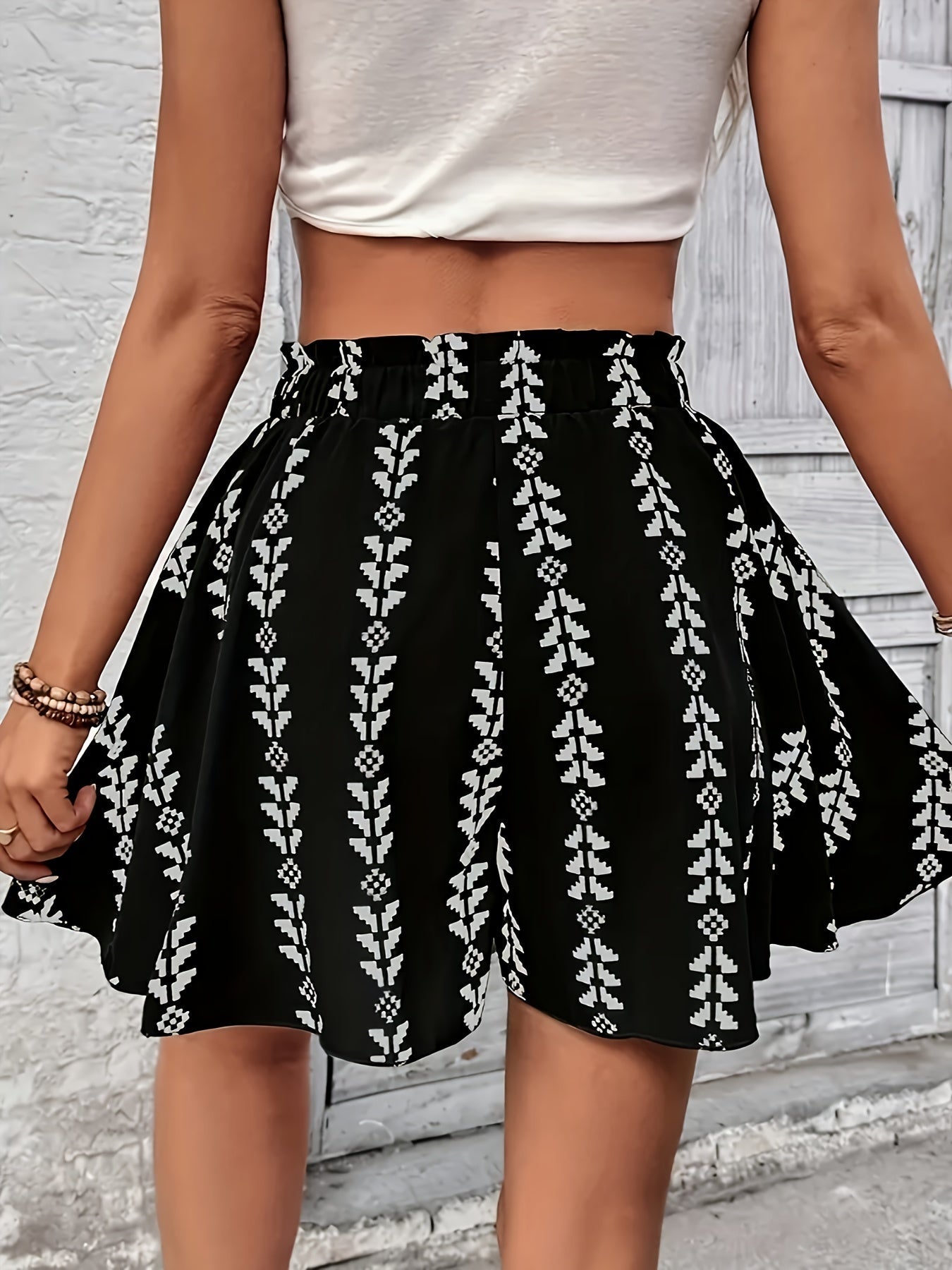 Boho flare dames short met print – Alina