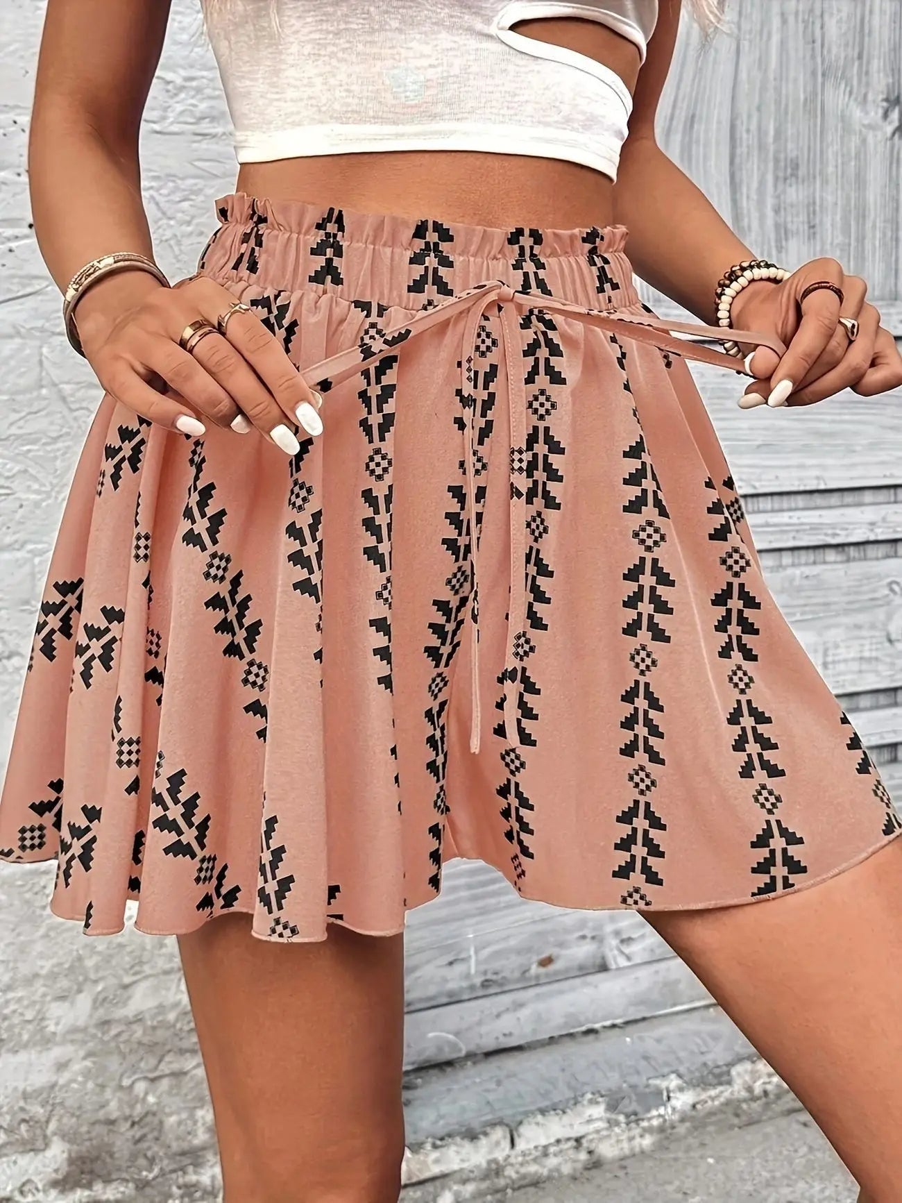 Boho flare dames short met print – Alina