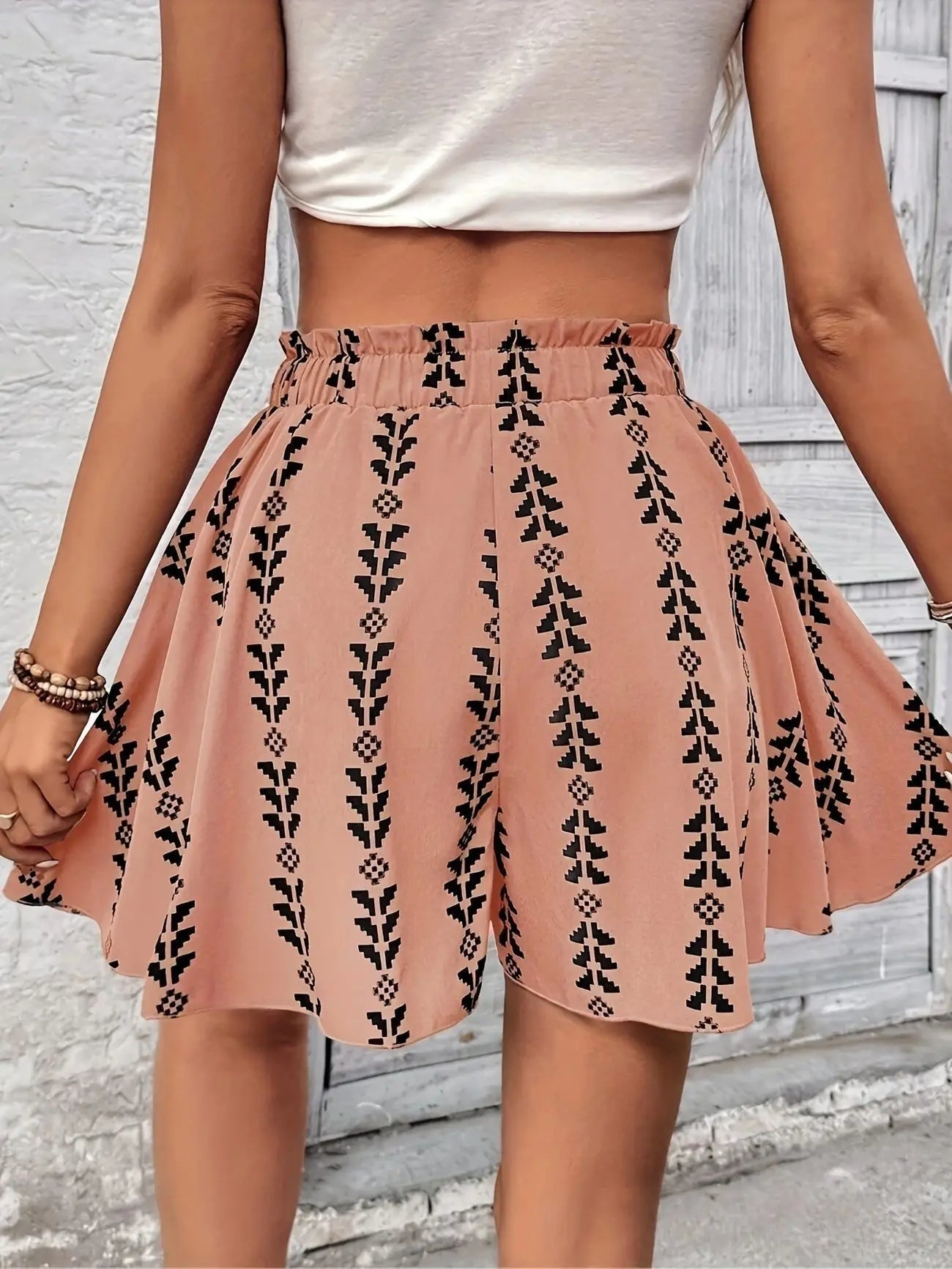 Boho flare dames short met print – Alina