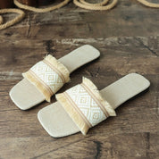 Boho slippers met geweven band en franjes – Azélie
