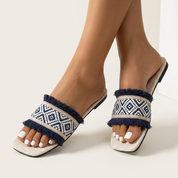 Boho slippers met geweven band en franjes – Azélie