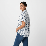 Botanische print blouse met korte mouwen en V-hals – Heidi