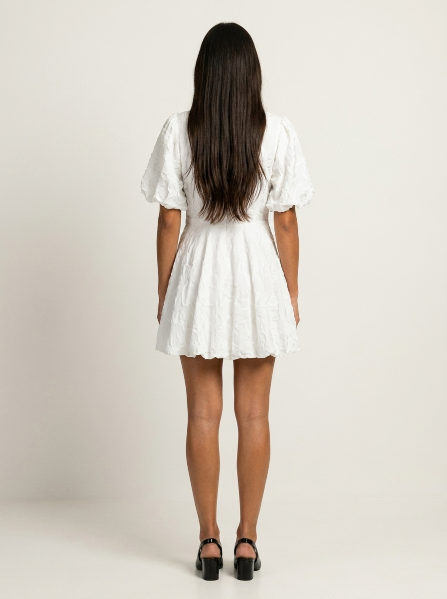 Broderie mini jurk met pofmouwen - Isabelle