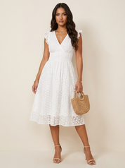 Broderie zomerjurk met V-hals - Luna
