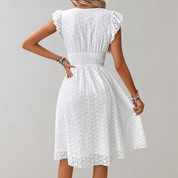 Broderie zomerjurk met V-hals - Luna