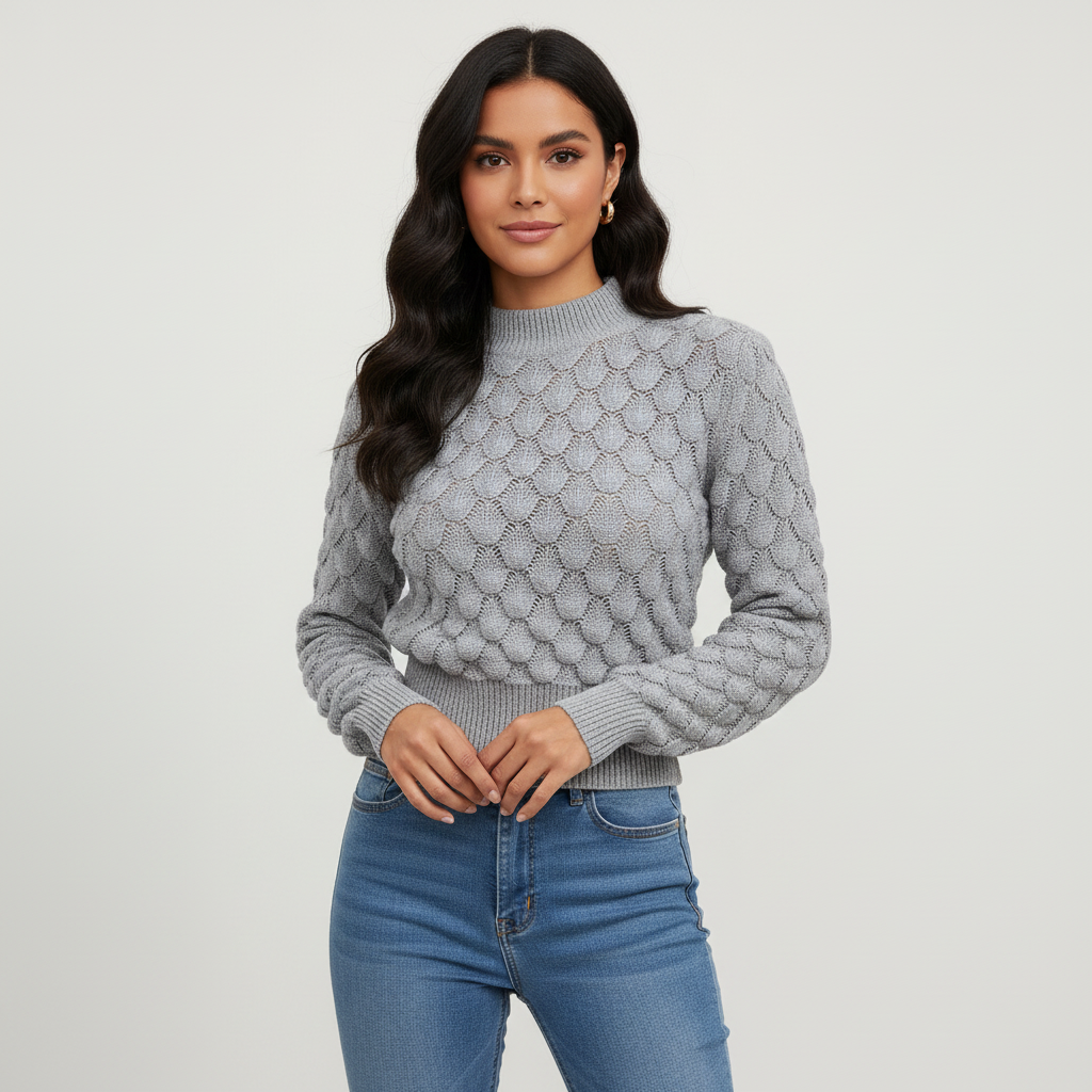 Bubble-knit pullover met structuur – Sofia