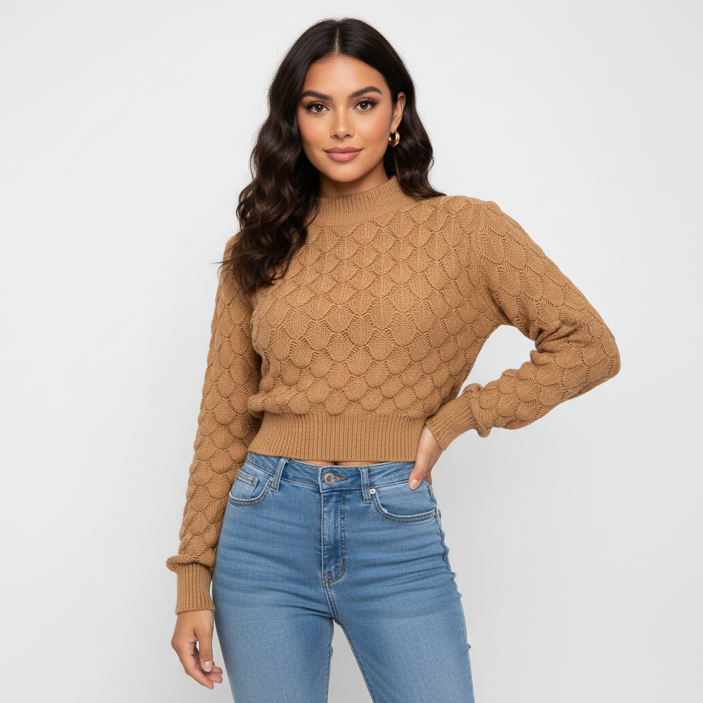 Bubble-knit pullover met structuur – Sofia